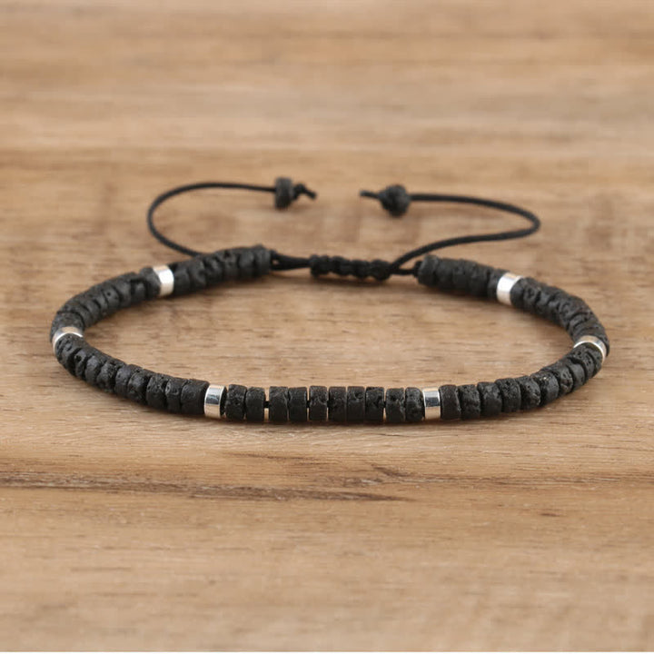 Pulsera trenzada con cuentas de piedra natural de 2,4 mm de Olivenorma 