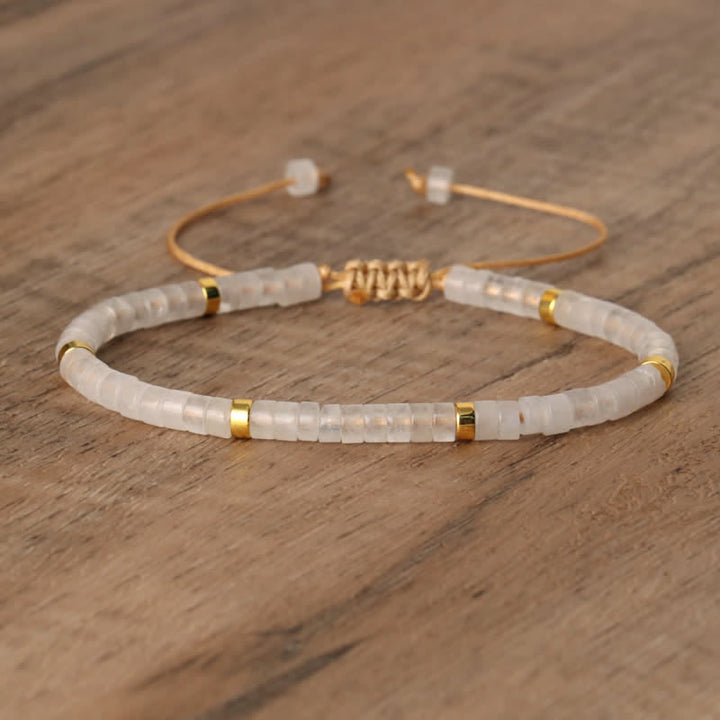 Pulsera trenzada con cuentas de piedra natural de 2,4 mm de Olivenorma 