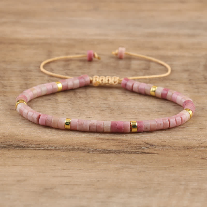 Pulsera trenzada con cuentas de piedra natural de 2,4 mm de Olivenorma 