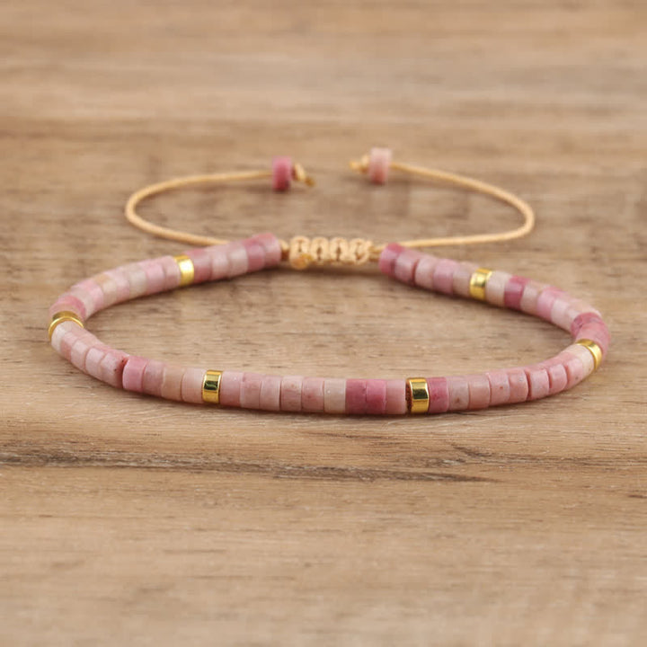 Pulsera trenzada con cuentas de piedra natural de 2,4 mm de Olivenorma 