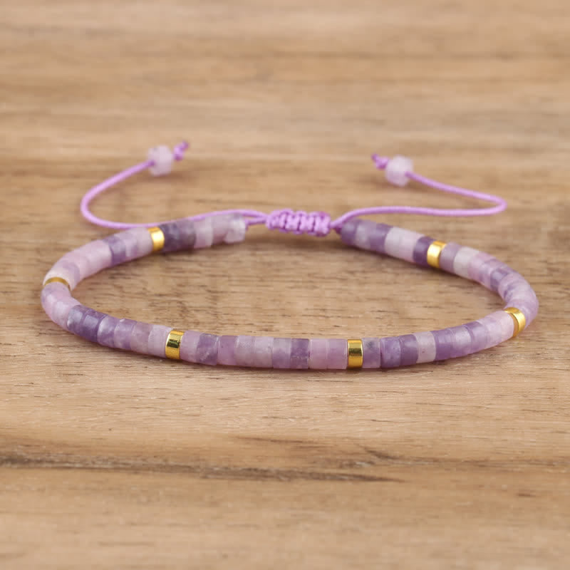 Pulsera trenzada con cuentas de piedra natural de 2,4 mm de Olivenorma 