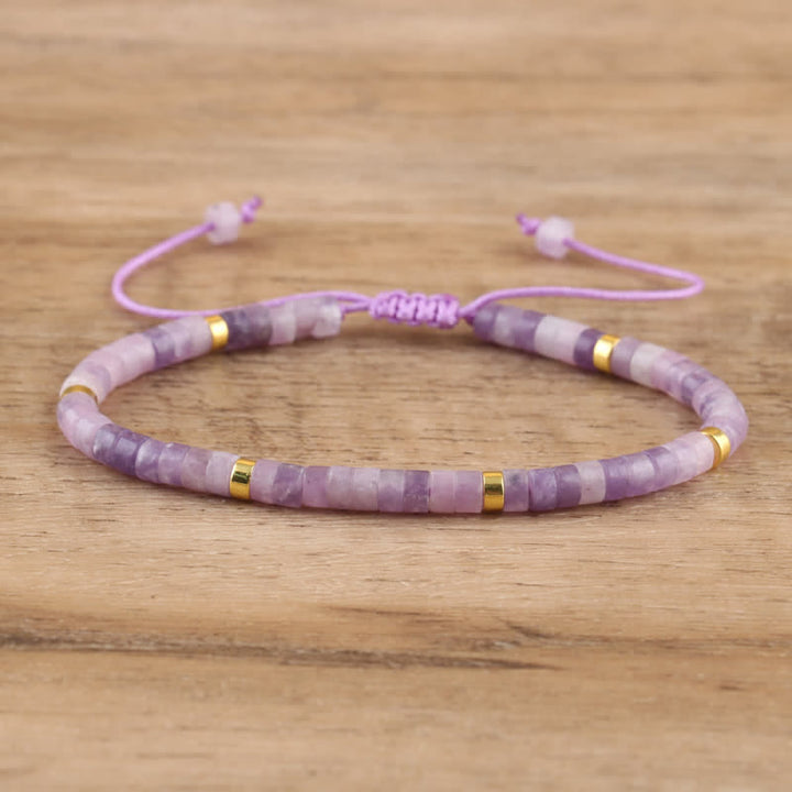 Pulsera trenzada con cuentas de piedra natural de 2,4 mm de Olivenorma 