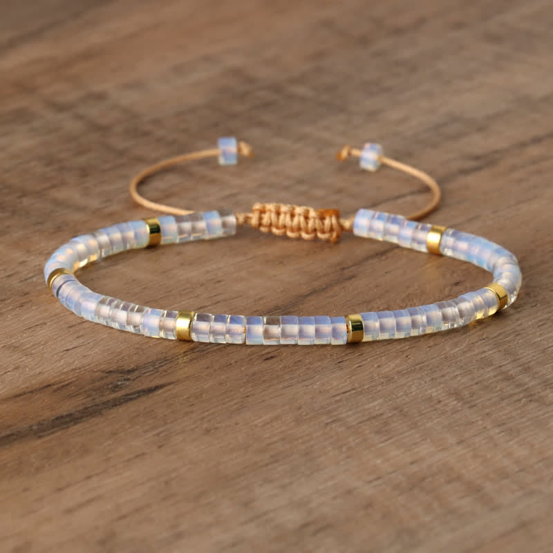 Pulsera trenzada con cuentas de piedra natural de 2,4 mm de Olivenorma 