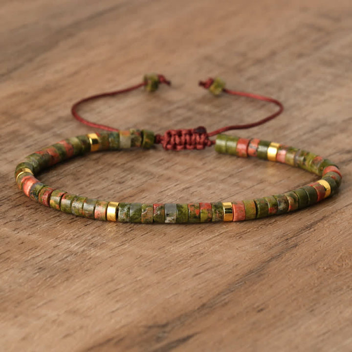 Pulsera trenzada con cuentas de piedra natural de 2,4 mm de Olivenorma 