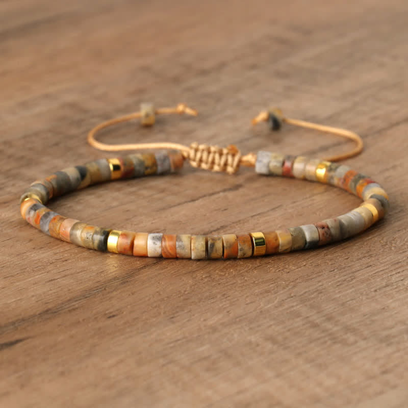 Pulsera trenzada con cuentas de piedra natural de 2,4 mm de Olivenorma 