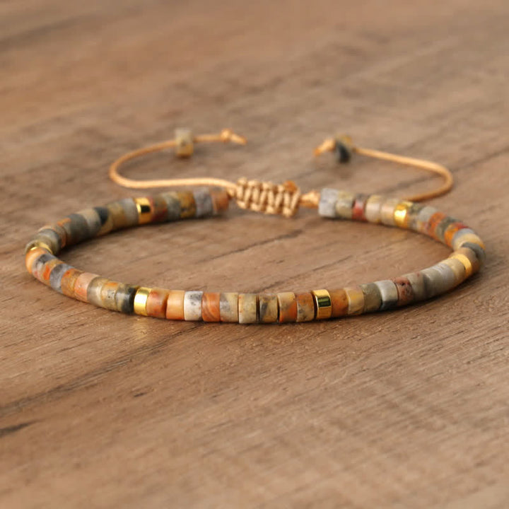 Pulsera trenzada con cuentas de piedra natural de 2,4 mm de Olivenorma 