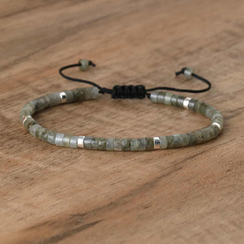 Pulsera trenzada con cuentas de piedra natural de 2,4 mm de Olivenorma 