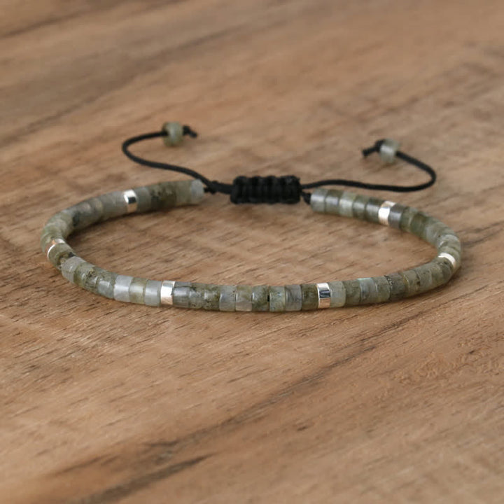 Pulsera trenzada con cuentas de piedra natural de 2,4 mm de Olivenorma 