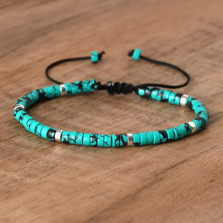Pulsera trenzada con cuentas de piedra natural de 2,4 mm de Olivenorma 