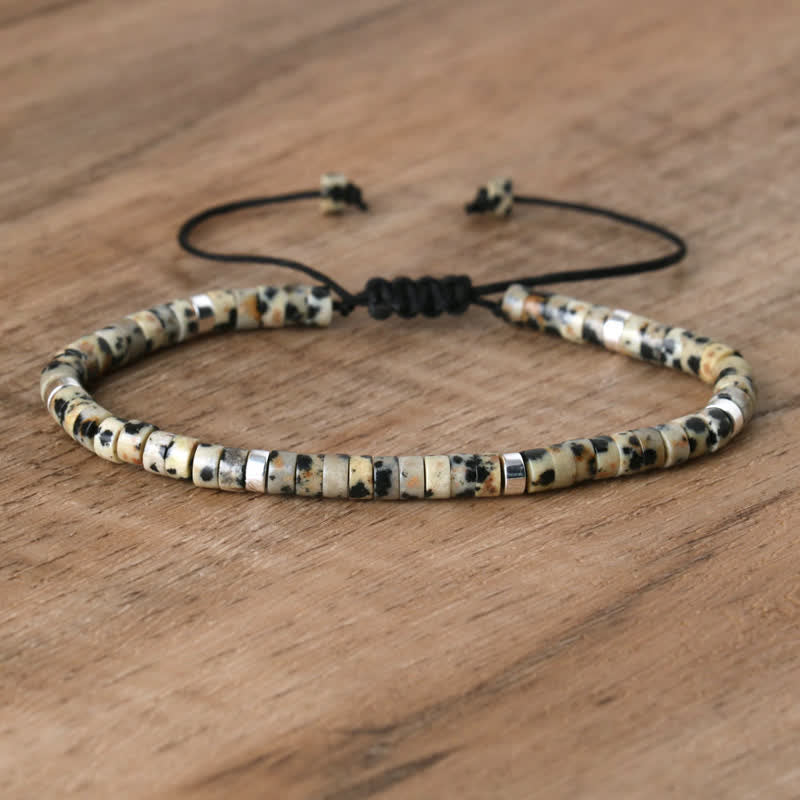 Pulsera trenzada con cuentas de piedra natural de 2,4 mm de Olivenorma 