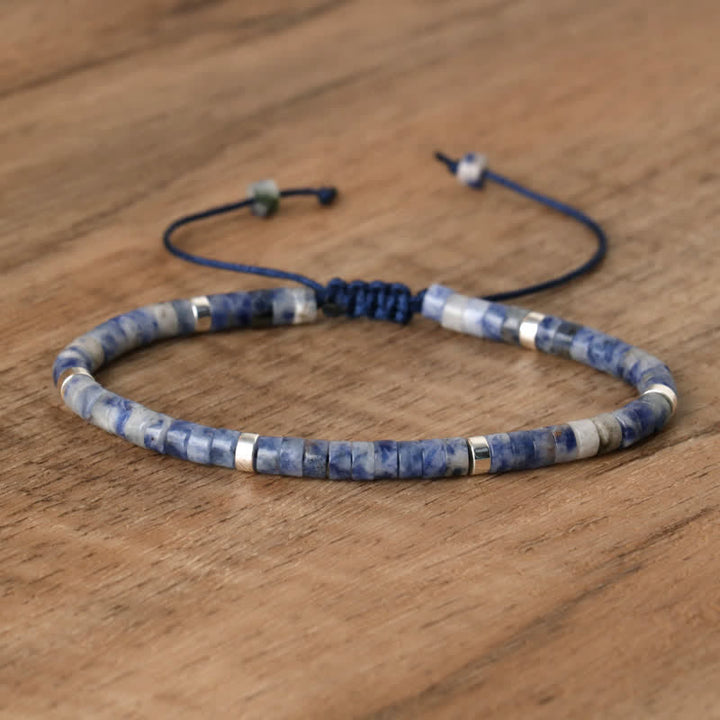 Pulsera trenzada con cuentas de piedra natural de 2,4 mm de Olivenorma 