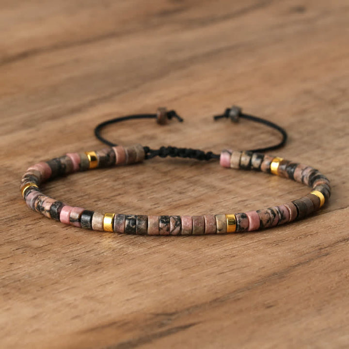 Pulsera trenzada con cuentas de piedra natural de 2,4 mm de Olivenorma 