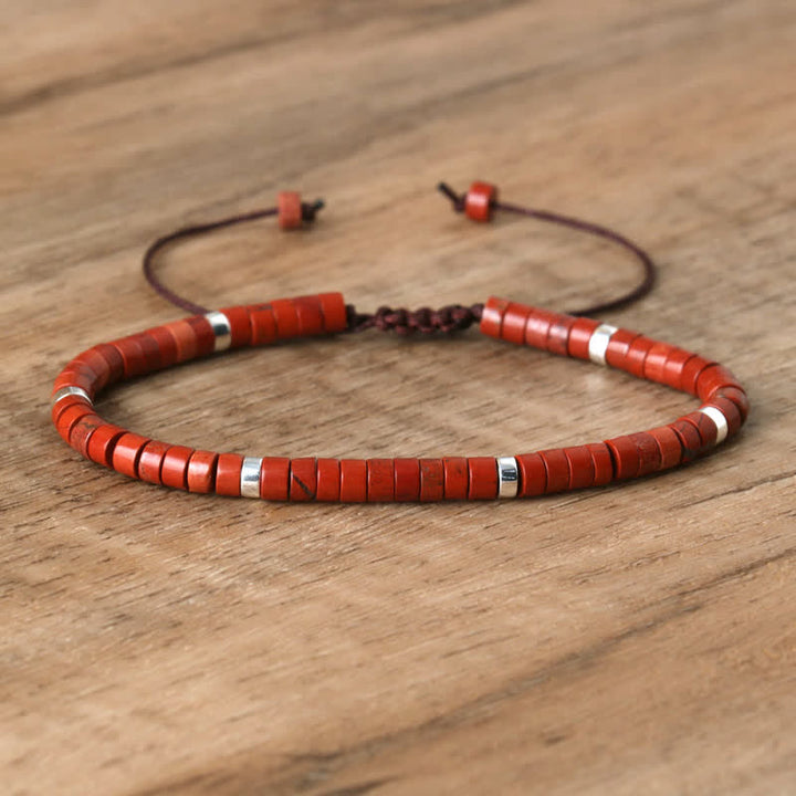 Pulsera trenzada con cuentas de piedra natural de 2,4 mm de Olivenorma 