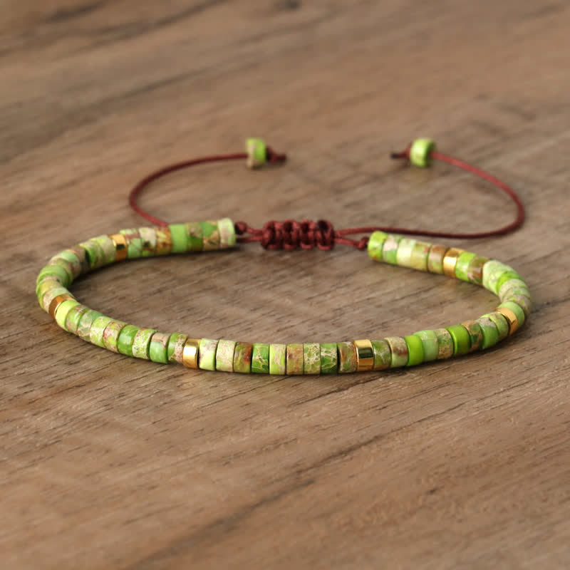 Pulsera trenzada con cuentas de piedra natural de 2,4 mm de Olivenorma 