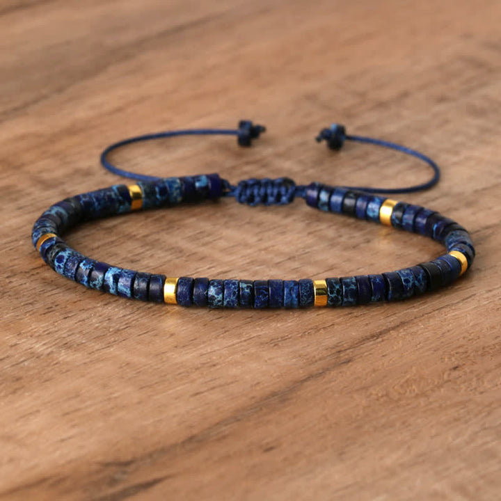 Pulsera trenzada con cuentas de piedra natural de 2,4 mm de Olivenorma 