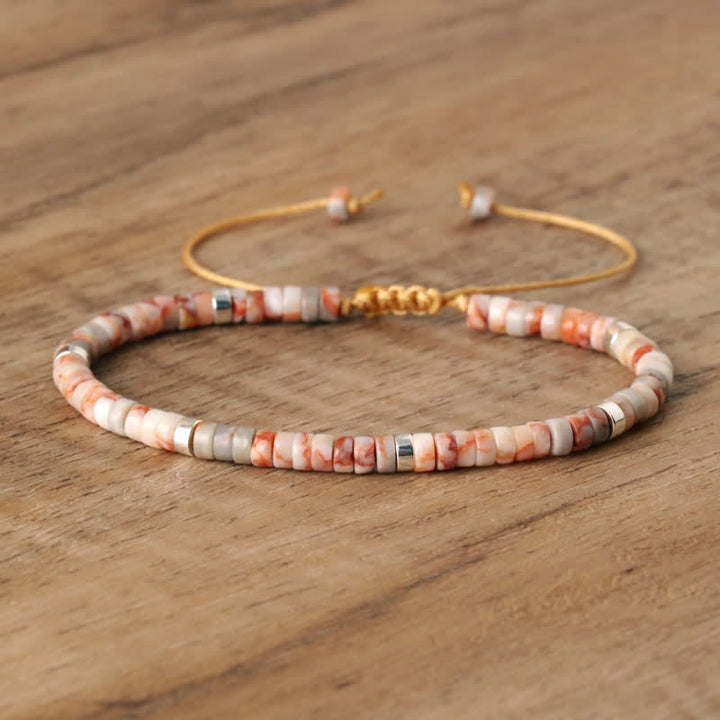 Pulsera trenzada con cuentas de piedra natural de 2,4 mm de Olivenorma 
