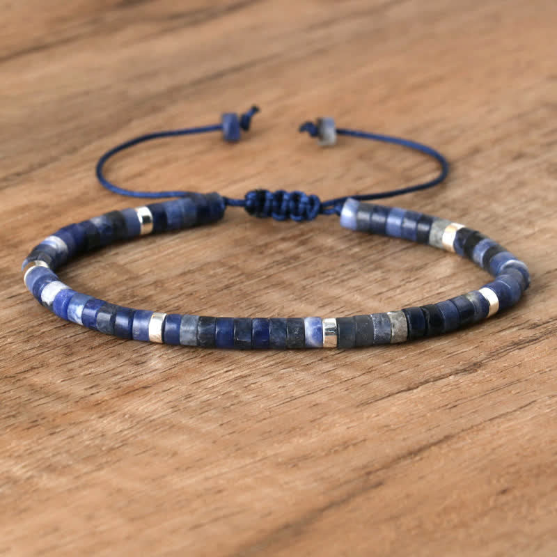 Pulsera trenzada con cuentas de piedra natural de 2,4 mm de Olivenorma 