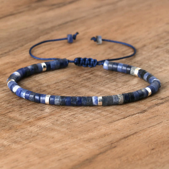 Pulsera trenzada con cuentas de piedra natural de 2,4 mm de Olivenorma 