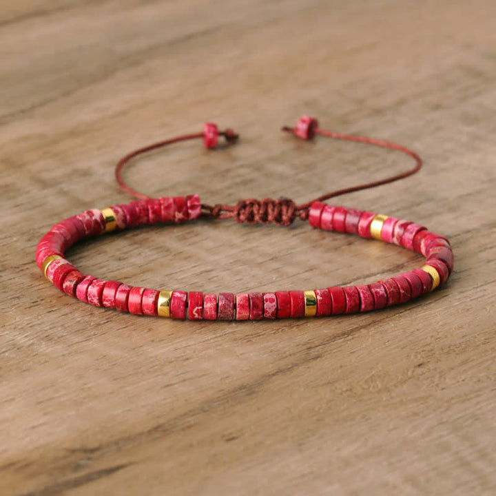 Pulsera trenzada con cuentas de piedra natural de 2,4 mm de Olivenorma 