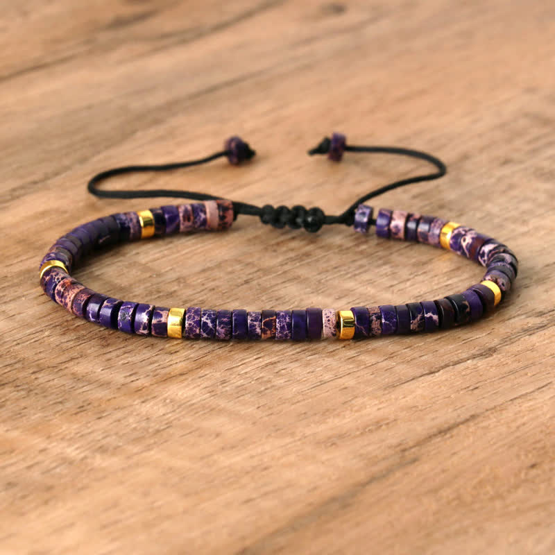 Pulsera trenzada con cuentas de piedra natural de 2,4 mm de Olivenorma 