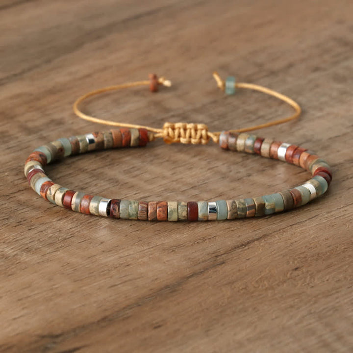 Pulsera trenzada con cuentas de piedra natural de 2,4 mm de Olivenorma 