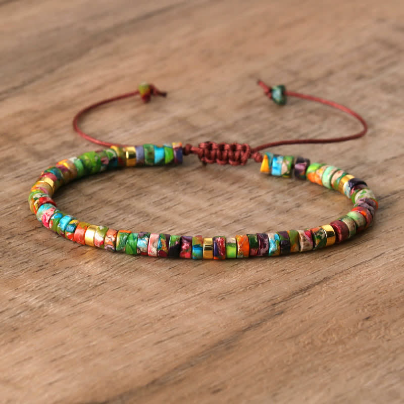 Pulsera trenzada con cuentas de piedra natural de 2,4 mm de Olivenorma 
