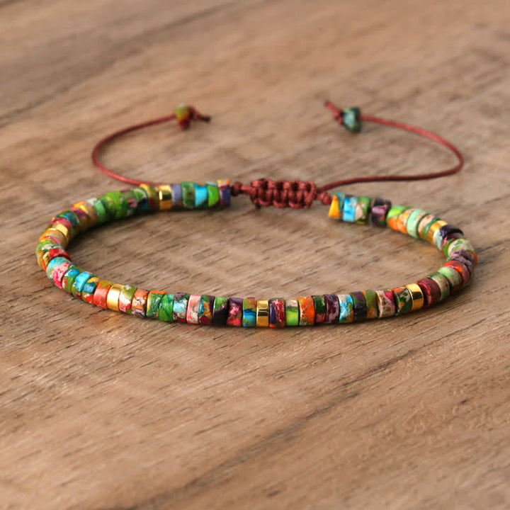 Pulsera trenzada con cuentas de piedra natural de 2,4 mm de Olivenorma 