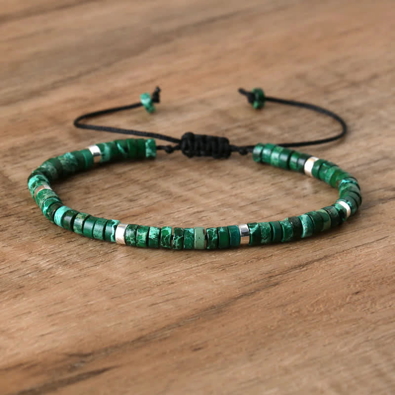Pulsera trenzada con cuentas de piedra natural de 2,4 mm de Olivenorma 