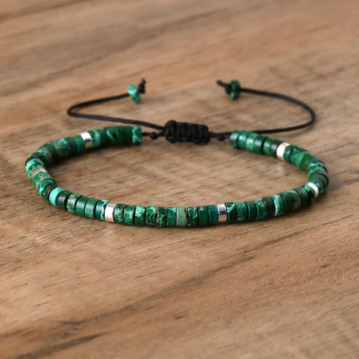Pulsera trenzada con cuentas de piedra natural de 2,4 mm de Olivenorma 