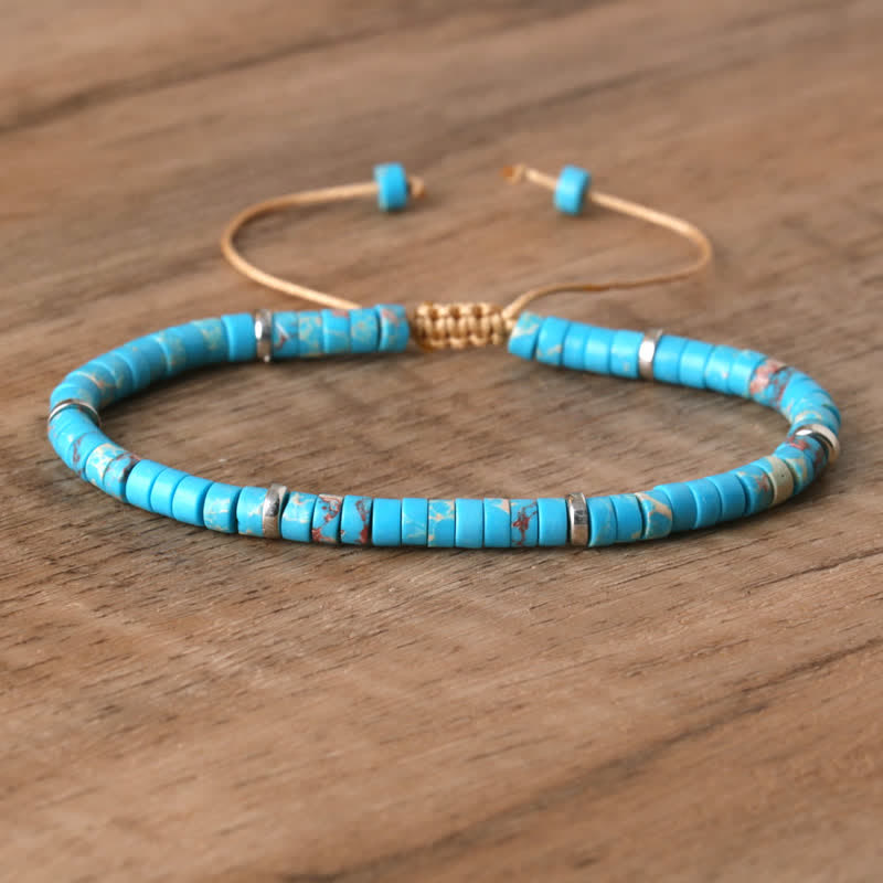Pulsera trenzada con cuentas de piedra natural de 2,4 mm de Olivenorma 