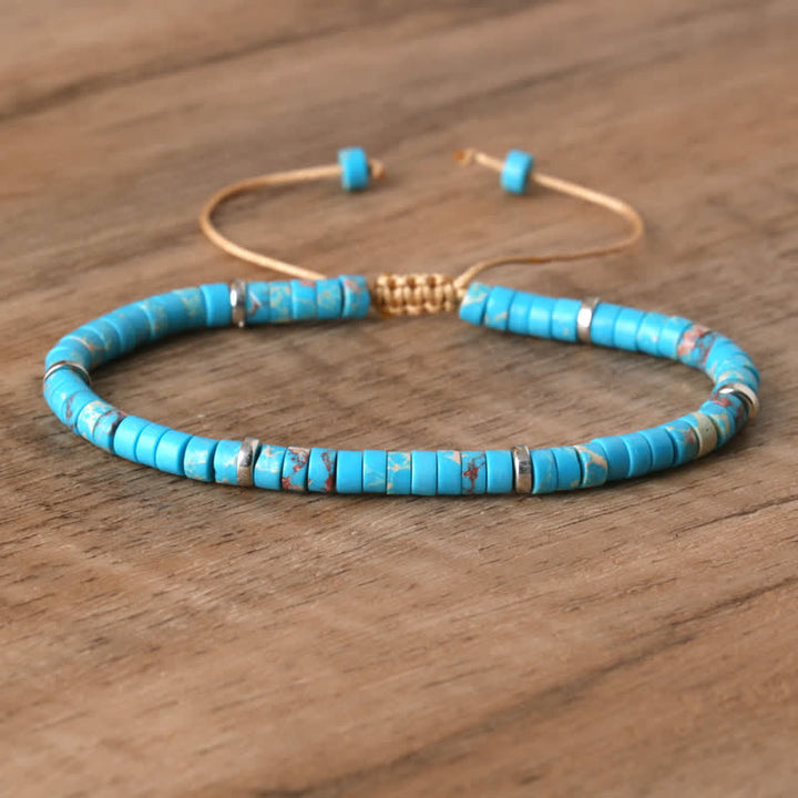 Pulsera trenzada con cuentas de piedra natural de 2,4 mm de Olivenorma 
