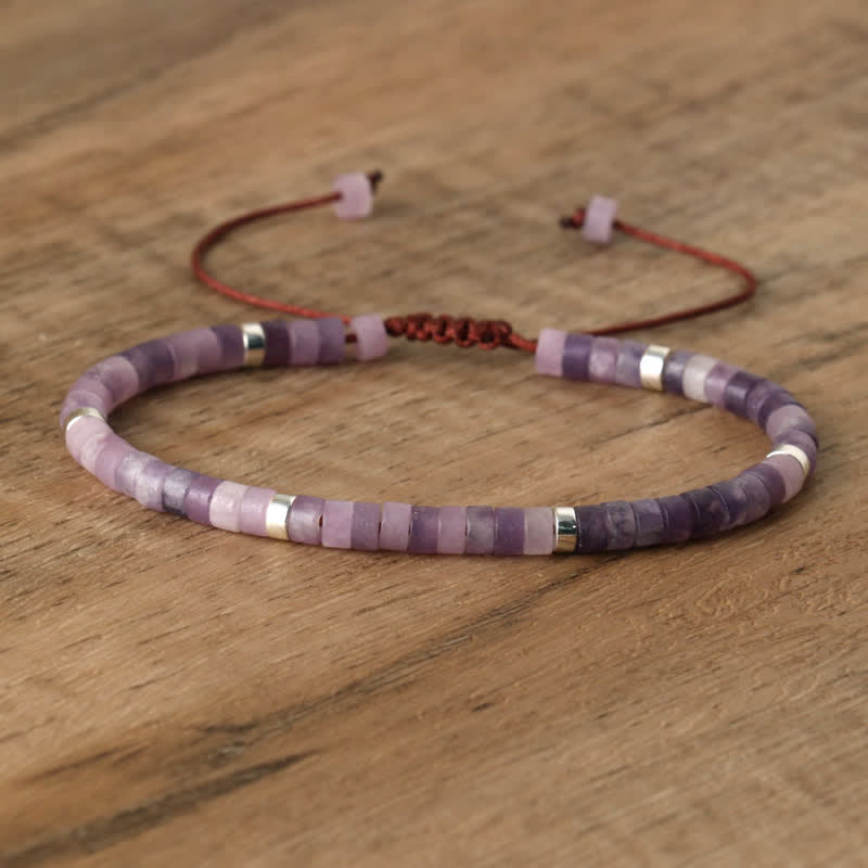 Pulsera trenzada con cuentas de piedra natural de 2,4 mm de Olivenorma 