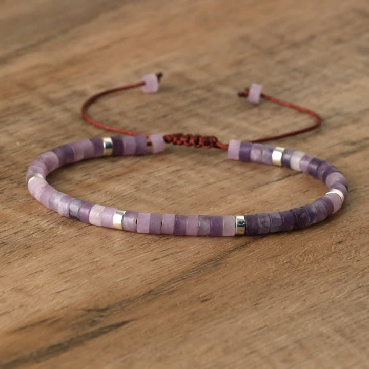 Pulsera trenzada con cuentas de piedra natural de 2,4 mm de Olivenorma 