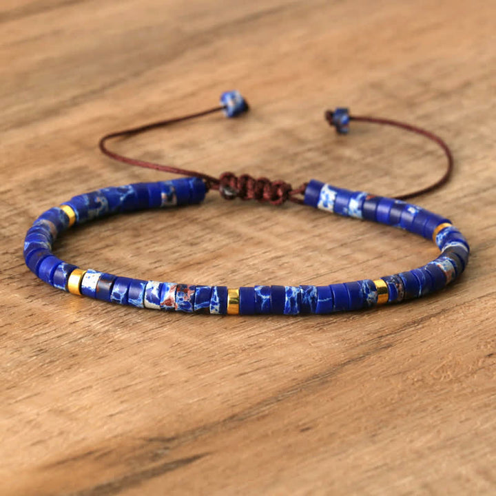 Pulsera trenzada con cuentas de piedra natural de 2,4 mm de Olivenorma 
