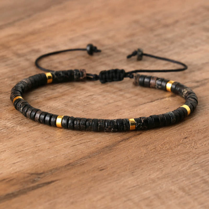 Pulsera trenzada con cuentas de piedra natural de 2,4 mm de Olivenorma 