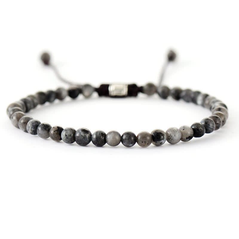 Pulsera trenzada ajustable con cuentas de piedra natural de Olivenorma 