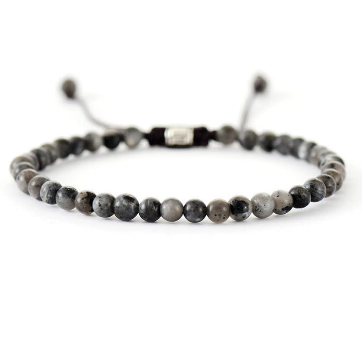 Pulsera trenzada ajustable con cuentas de piedra natural de Olivenorma 
