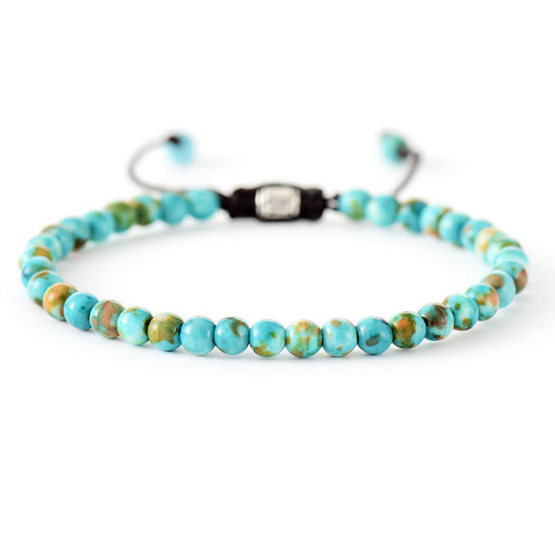 Pulsera trenzada ajustable con cuentas de piedra natural de Olivenorma 