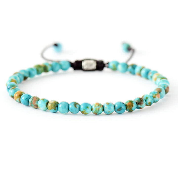 Pulsera trenzada ajustable con cuentas de piedra natural de Olivenorma 