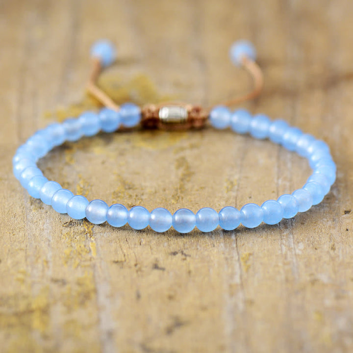Pulsera trenzada ajustable con cuentas de piedra natural de Olivenorma 