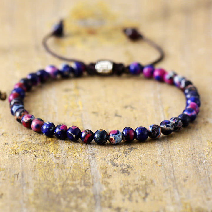 Pulsera trenzada ajustable con cuentas de piedra natural de Olivenorma 