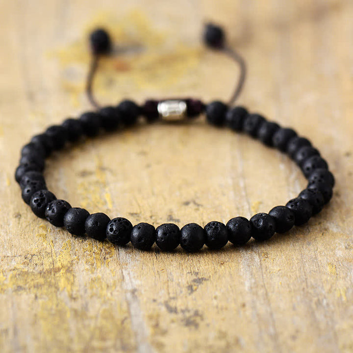Pulsera trenzada ajustable con cuentas de piedra natural de Olivenorma 