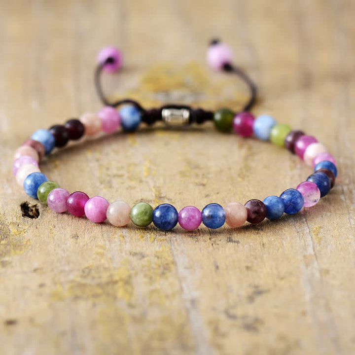 Pulsera trenzada ajustable con cuentas de piedra natural de Olivenorma 