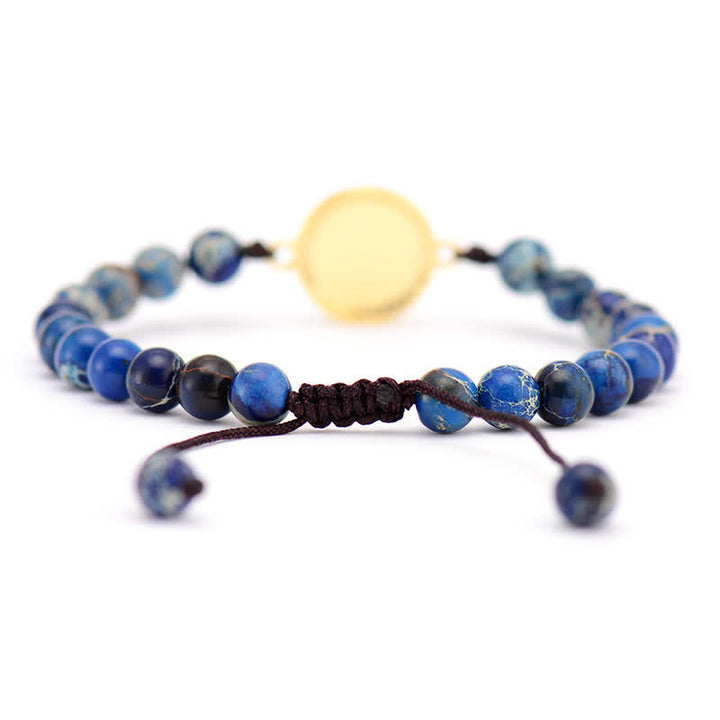 Pulsera trenzada ajustable con piedra emperadora de ópalo azul de Olivenorma 