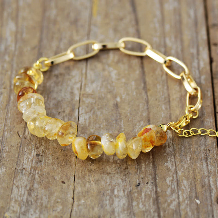 Pulsera de cadena chapada en oro con cristales naturales irregulares de Olivenorma 