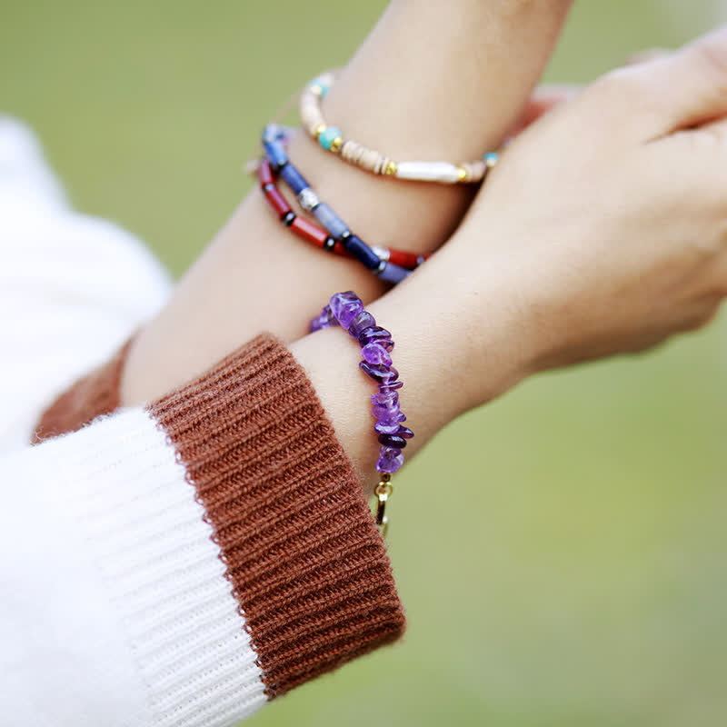 Pulsera de cadena chapada en oro con cristales naturales irregulares de Olivenorma 