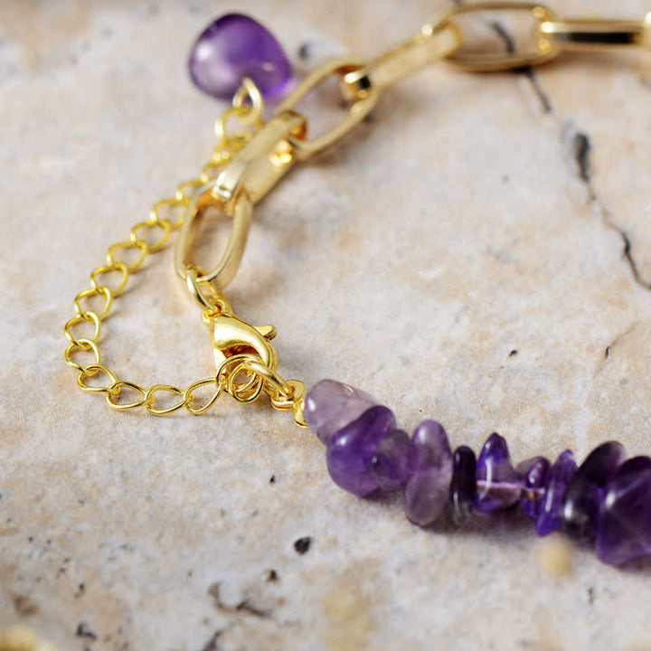 Pulsera de cadena chapada en oro con cristales naturales irregulares de Olivenorma 