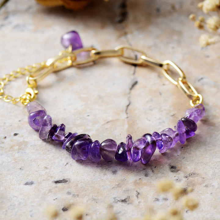 Pulsera de cadena chapada en oro con cristales naturales irregulares de Olivenorma 