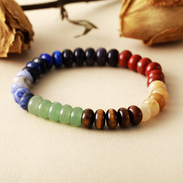 Pulsera de cuentas de chakras de piedra natural Olivenorma para mujer y hombre 