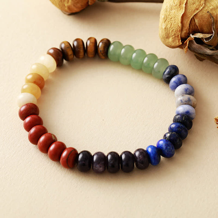 Pulsera de cuentas de chakras de piedra natural Olivenorma para mujer y hombre 